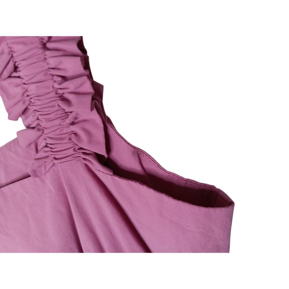 New Easel Los Angeles Tiered Midi Pink Ruffle Strap Pockets Cotton Dress S - Picture 14 of 16